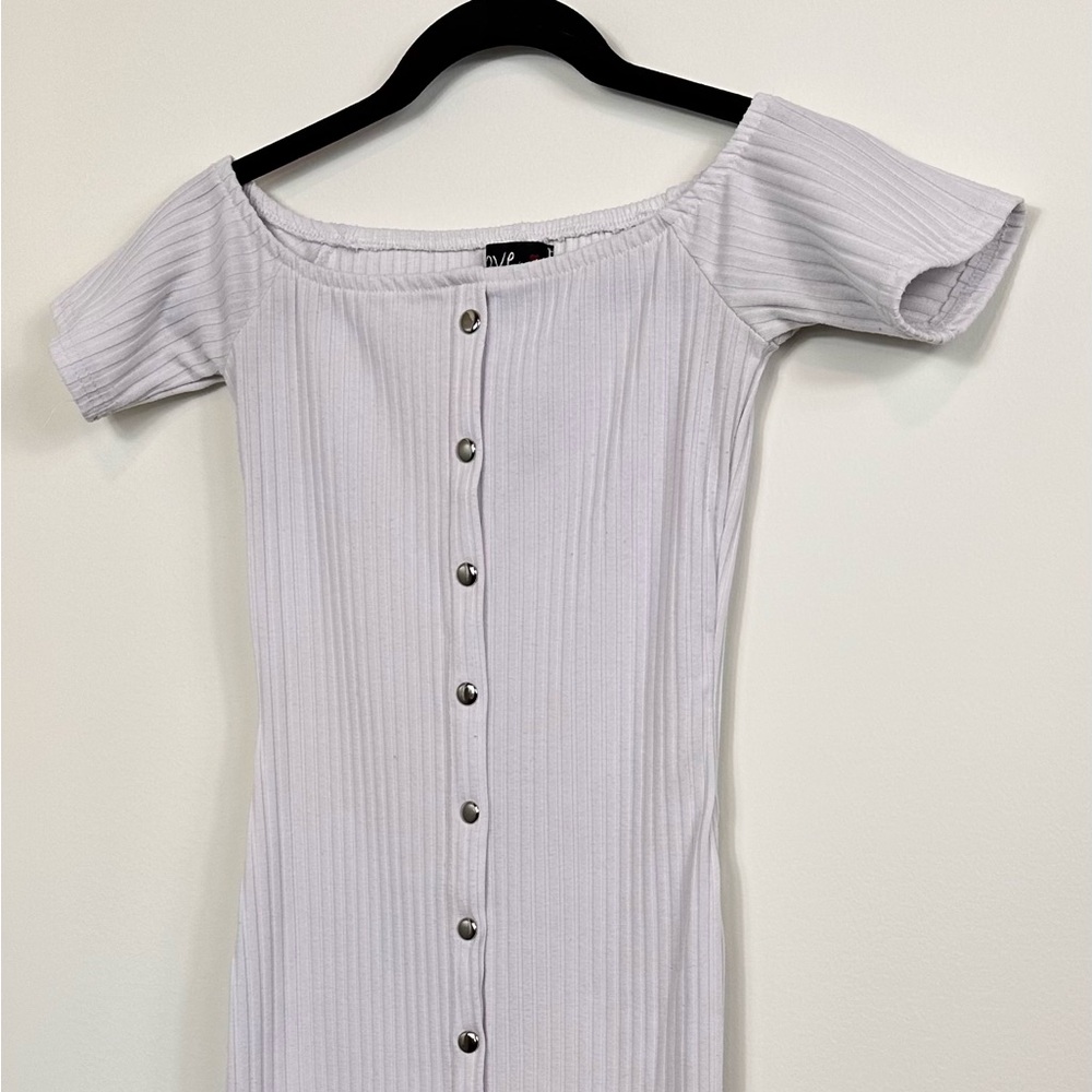 Love Lavender Long Sleeve Button Dress